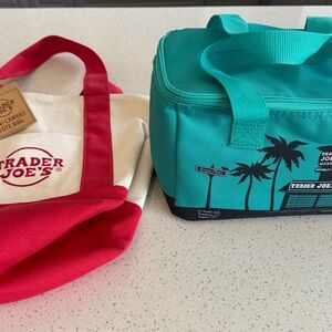 Trader Joe's Canvas Tote and Teal Insulated Cooler Bag - NEW